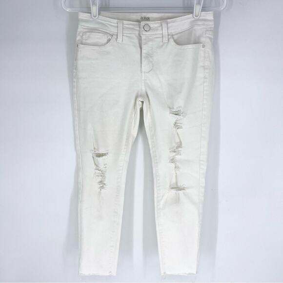 a.n.a Distressed White Skinny Ankle Jeans Size 2 - Picture 1 of 9